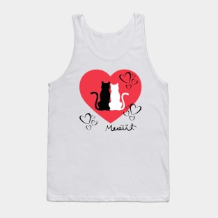 CAT COUPLE RED HEART VALENTINES DAY Tank Top